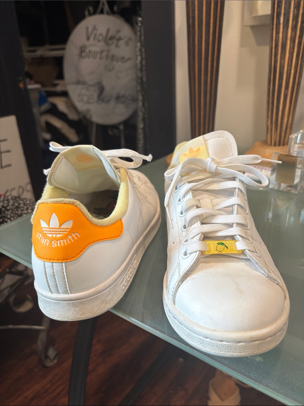 Adidas Stan Smith Women's White Sneakers with Orange Accent